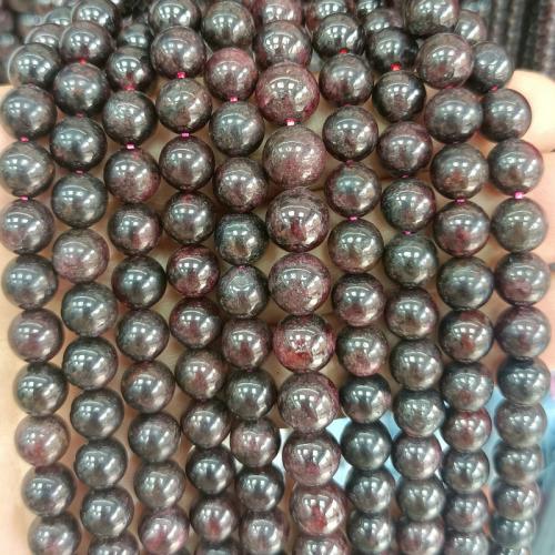 Natural Garnet Beads, Round, polished, DIY & different size for choice, black and red, Sold Per Approx 38 cm Strand