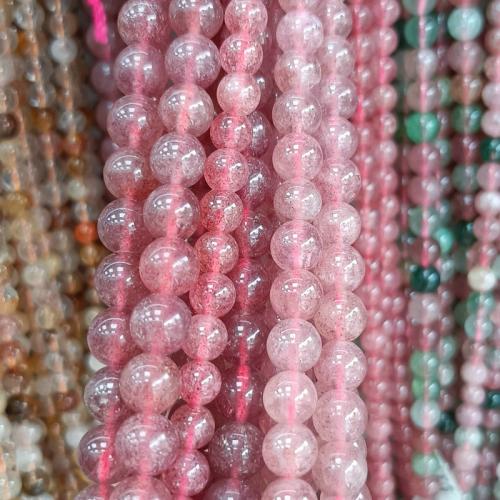 Natural Quartz Jewelry Beads, Strawberry Quartz, Round, polished, DIY & different size for choice, pink, Sold Per Approx 38 cm Strand