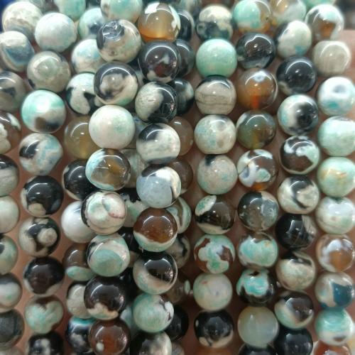 Agate Beads, Fire Agate, Round, polished, DIY & different size for choice, mixed colors, Sold Per Approx 38 cm Strand