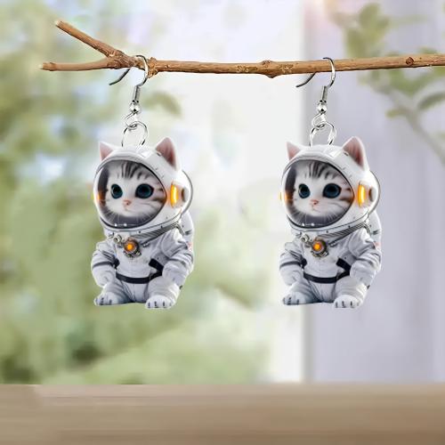 Acrylic Drop Earring, Cat, cute & for woman, Sold By Pair