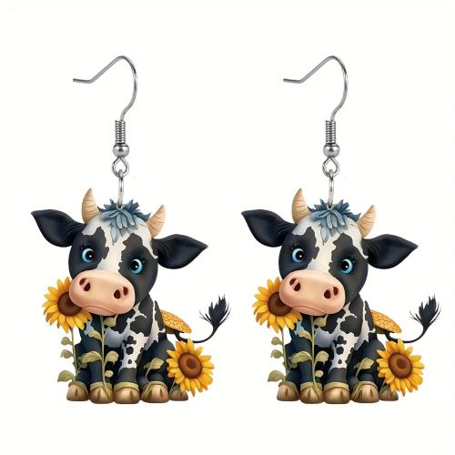 Acrylic Drop Earring, Cow, printing, cute & for woman, Sold By Pair