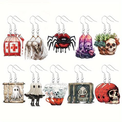 Acrílico Pendientes con Colgantes, Impresión, Diseño de Halloween & diferentes estilos para la opción & para mujer, más colores para la opción, Vendido por Par