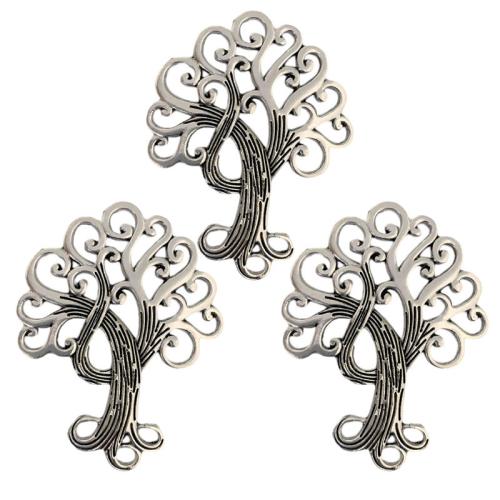 Pendentifs en alliage de zinc, arbre, Plaqué de couleur d'argent, DIY, 100PC/sac, Vendu par sac