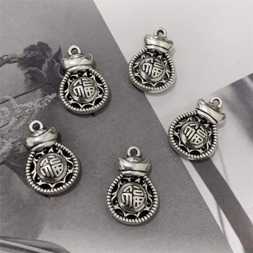 Tibetan Style Pendants, Money Bag, antique silver color plated, DIY, black, 14x20mm, 100PCs/Bag, Sold By Bag