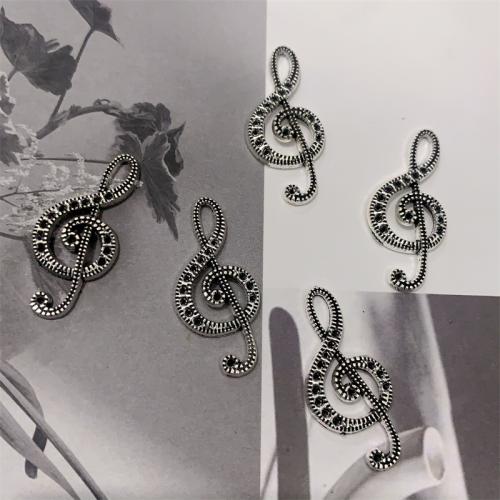 Tibetan Style Pendants, Music Note, antique silver color plated, DIY, 15x32mm, 100PCs/Bag, Sold By Bag