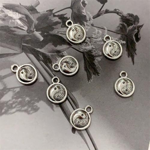 Tibetan Style Pendants, Round, antique silver color plated, DIY, 10x13mm, 100PCs/Bag, Sold By Bag