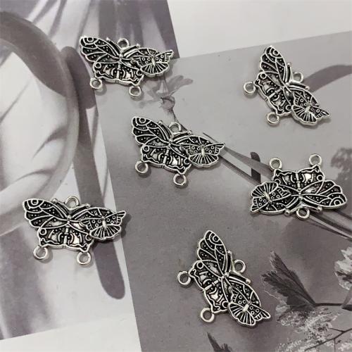 Animal Tibetan Style Connector, Butterfly, antique silver color plated, DIY & 1/2 loop, 24x16mm, 100PCs/Bag, Sold By Bag