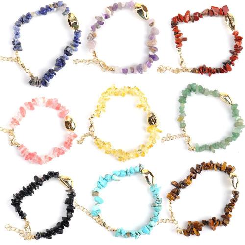 Gemstone Bracelets, Natural Gravel, with Tibetan Style, handmade, fashion jewelry & different materials for choice & for woman, Length:9.44 Inch, Sold By PC