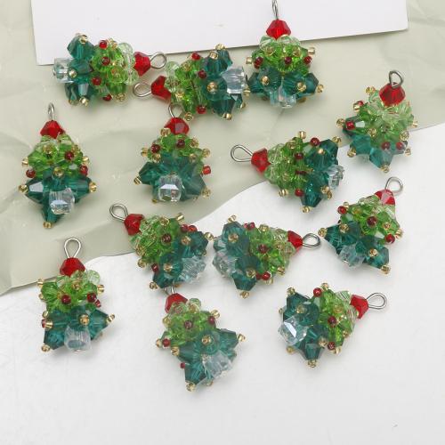 Pendentifs cristal, arbre de noël, fait à la main, Conception de Noël & DIY, plus de couleurs à choisir, 28x19mm, Vendu par PC