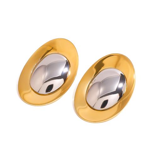 Stainless Steel Stud Earrings, 304 Stainless Steel, plated, fashion jewelry & for woman & two tone, Sold By Pair