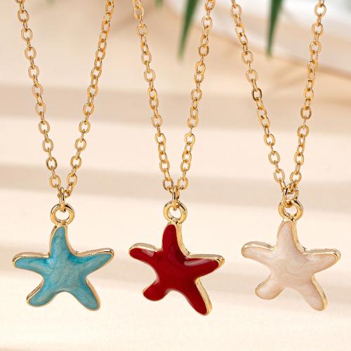 Tibetan Style Jewelry Necklace, Starfish, plated, for woman & enamel, more colors for choice, Sold By PC