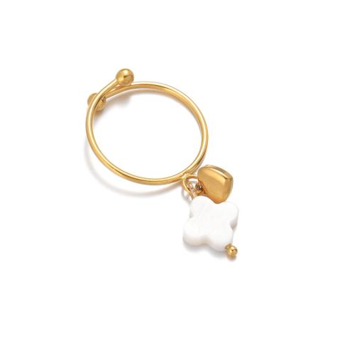 Anillo de dedo de acero inoxidable, acero inoxidable 304, con Piedras preciosas & Acrílico, chapado, diferentes estilos para la opción & para mujer, dorado, Vendido por UD