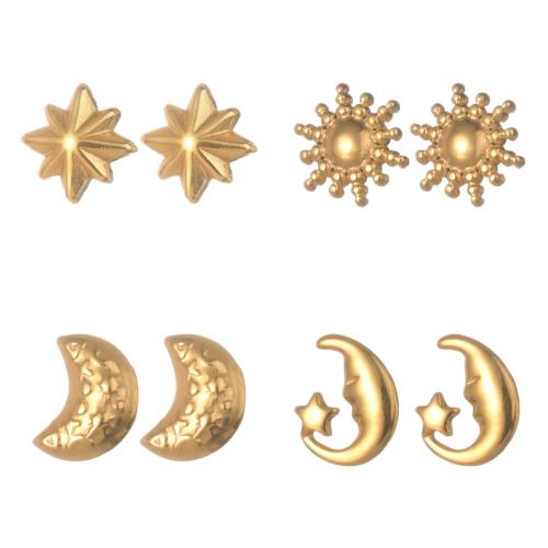 Stainless Steel Stud Earrings, 304 Stainless Steel, plated, different styles for choice & for woman, gold, Sold By Pair