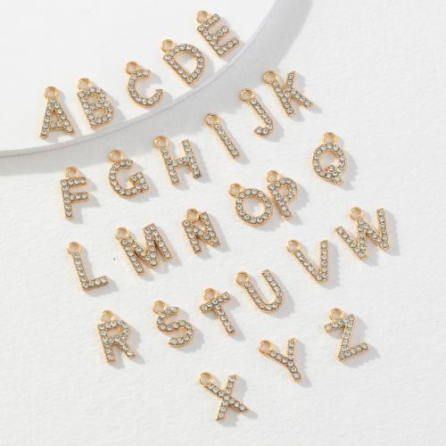 Pendentif alphabet en zinc, alliage de zinc, fait à la main, DIY & styles différents pour le choix & avec strass, plus de couleurs à choisir, Vendu par PC