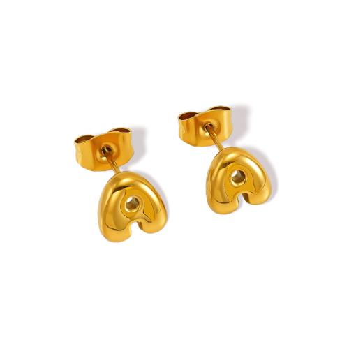 Stainless Steel Stud Earrings, 304 Stainless Steel, plated, Mini & for woman, golden, Sold By Pair