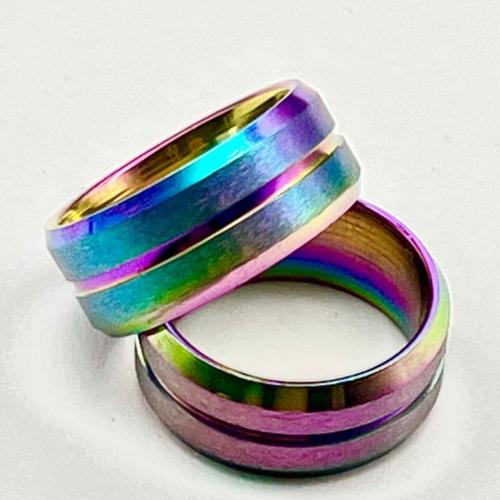 Titanium Steel Finger Ring, plated, Unisex & different size for choice, multi-colored, Sold By PC