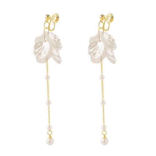 Tibetan Style Stud Earring, with Resin & Plastic Pearl, plated, different styles for choice & for woman, golden, 25x98mm, Sold By Pair