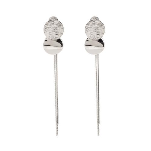 Tibetan Style Stud Earring, plated, different styles for choice & for woman, silver color, 15x85mm, Sold By Pair