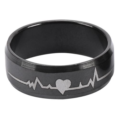 Titanium Steel Finger Ring, polished, Unisex & different size for choice, black, Sold By PC