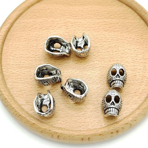 Tibetan Style Jewelry Beads, Skull, antique silver color plated, DIY, 11x14mm, 100PCs/Bag, Sold By Bag