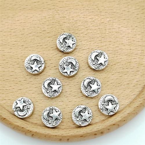 Bijoux de perles en alliage de Zinc , Lune et Etoile, Plaqué de couleur d'argent, DIY, 9x9mm, 100PC/sac, Vendu par sac