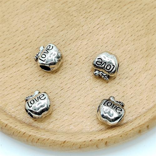 Zink Legierung Perlen Schmuck, Zinklegierung, Apfel, antik silberfarben plattiert, DIY, 9x10mm, 100PCs/Tasche, verkauft von Tasche