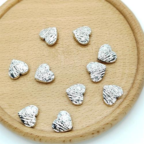 Perles coeur en alliage de zinc, Plaqué de couleur d'argent, DIY, 12x11mm, 100PC/sac, Vendu par sac