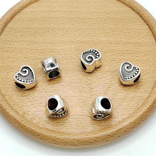 Tibetan Style Heart Beads, antique silver color plated, DIY, 11x11mm, 100PCs/Bag, Sold By Bag