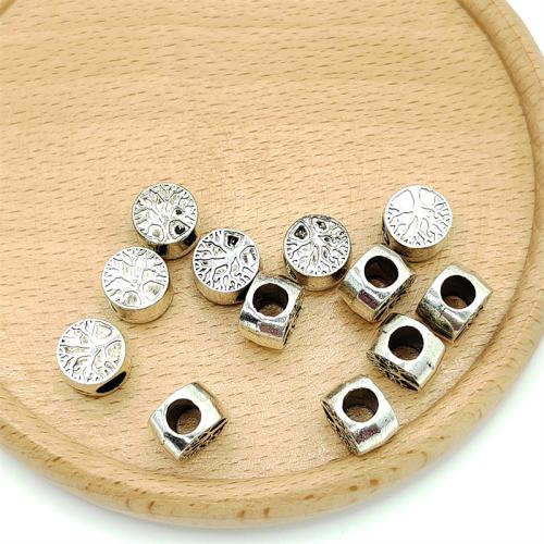 Bijoux de perles en alliage de Zinc , Rond, Plaqué de couleur d'argent, DIY, 10x10mm, 100PC/sac, Vendu par sac