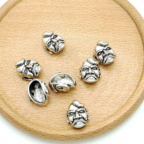 Tibetan Style Jewelry Beads, Mask, antique silver color plated, DIY, 12x15mm, 100PCs/Bag, Sold By Bag