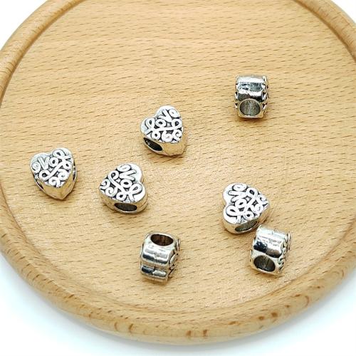 Zinklegierung Herz Perlen, antik silberfarben plattiert, DIY, 10x11mm, 100PCs/Tasche, verkauft von Tasche