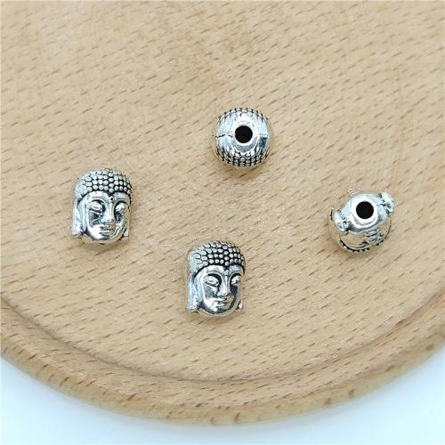 Bijoux de perles en alliage de Zinc , bouddha, Plaqué de couleur d'argent, DIY, 9x11mm, 100PC/sac, Vendu par sac