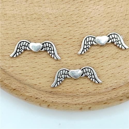 Tibetan Style Jewelry Beads, Winged Heart, antique silver color plated, DIY, 20x4mm, 100PCs/Bag, Sold By Bag