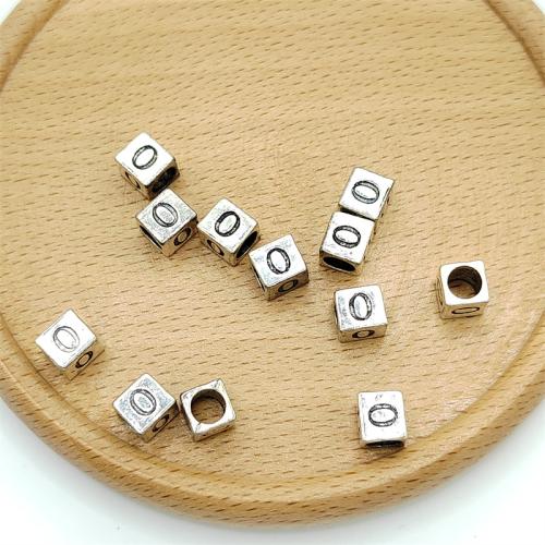 Tibetan Style Jewelry Beads,  Square, antique silver color plated, DIY, 6x7mm, 100PCs/Bag, Sold By Bag