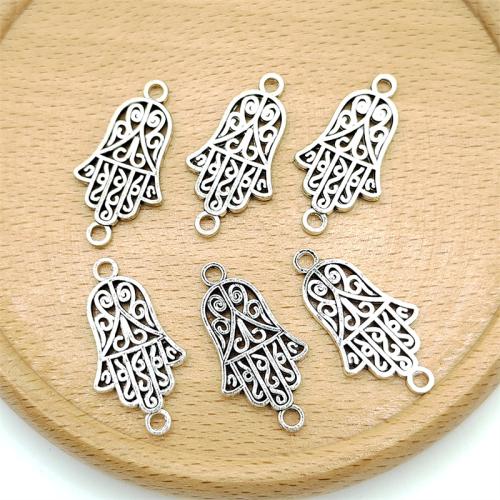 Tibetan Style Connector, Hamsa, antique silver color plated, DIY & 1/1 loop, 19x28mm, 100PCs/Bag, Sold By Bag