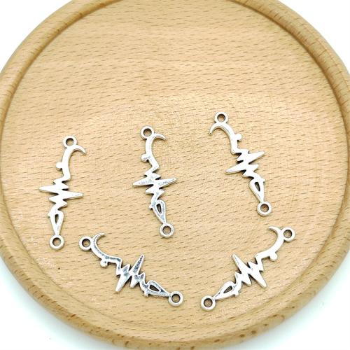 Connecteur en alliage de zinc, Électrocardiographique, Plaqué de couleur d'argent, DIY & boucle de 1/1, 11x30mm, 100PC/sac, Vendu par sac