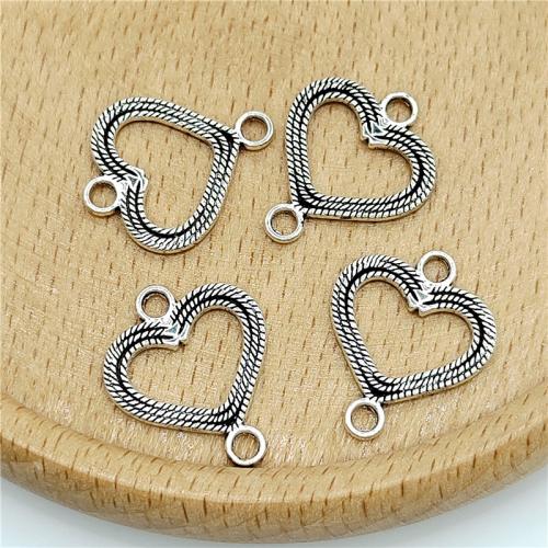 Heart Tibetan Style Connector, antique silver color plated, DIY & 1/1 loop, 15x20mm, 100PCs/Bag, Sold By Bag