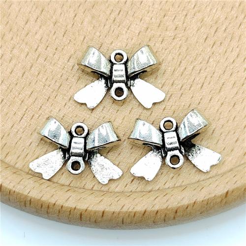 Connecteur d'alliage de Zinc bowknot, Noeud papillon, Plaqué de couleur d'argent, DIY & boucle de 1/1, 16x10mm, 100PC/sac, Vendu par sac