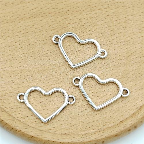 Heart Tibetan Style Connector, antique silver color plated, DIY & 1/1 loop, 25x15mm, 100PCs/Bag, Sold By Bag