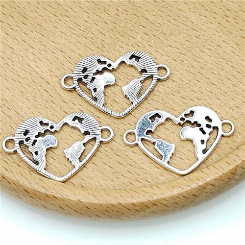 Heart Tibetan Style Connector, antique silver color plated, DIY & 1/1 loop, 25x17mm, 100PCs/Bag, Sold By Bag