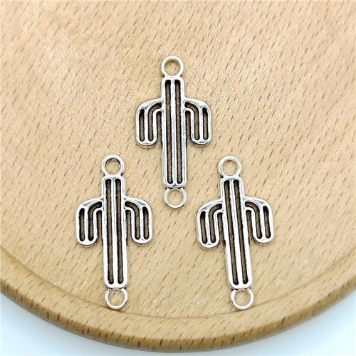 Tibetan Style Connector, Opuntia Stricta, antique silver color plated, DIY & 1/1 loop, 13x21mm, 100PCs/Bag, Sold By Bag