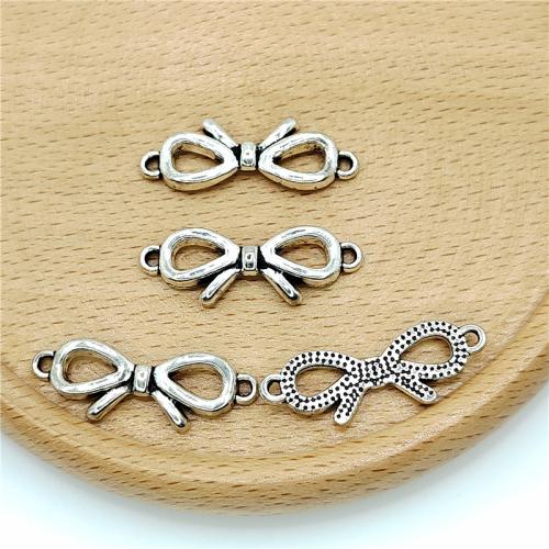 Bowknot Tibetan Style Connector, antique silver color plated, DIY & 1/1 loop, 10x27mm, 100PCs/Bag, Sold By Bag