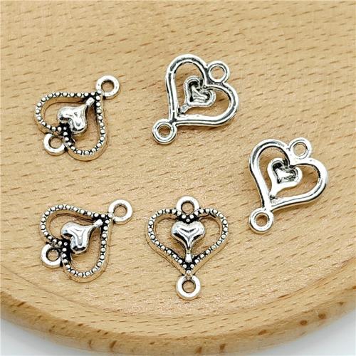 Heart Tibetan Style Connector, antique silver color plated, DIY & 1/1 loop, 13x15mm, 100PCs/Bag, Sold By Bag