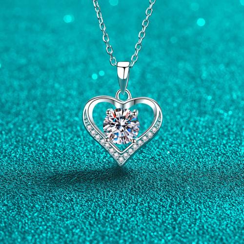 925 Sterling Silver Necklace, with 2inch extender chain, Heart, cross chain & different materials for choice & for woman & hollow, Length:Approx 15.7 Inch, Sold By PC