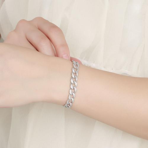 925 Sterling Silver Bracelet, different materials for choice & Unisex & different size for choice, Sold By PC