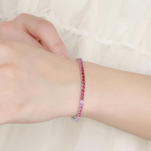 925 Sterling Silver Bracelet, with Gemstone, different materials for choice & different size for choice & micro pave cubic zirconia & for woman, Sold By PC