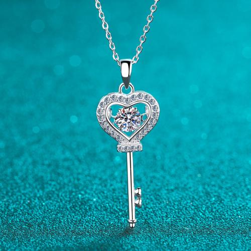 925 Sterling Silver Necklace, Key, cross chain & different materials for choice & for woman & hollow, Length:Approx 18 Inch, Sold By PC