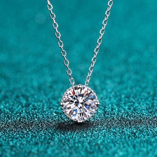 925 Sterling Silver Necklace, Round, cross chain & different materials for choice & for woman, Length:Approx 18 Inch, Sold By PC