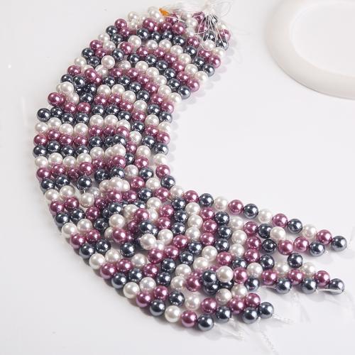 South Sea Shell Beads, Shell Pearl, Round, plated, DIY & different size for choice, mixed colors, Sold Per Approx 15.75 Inch Strand