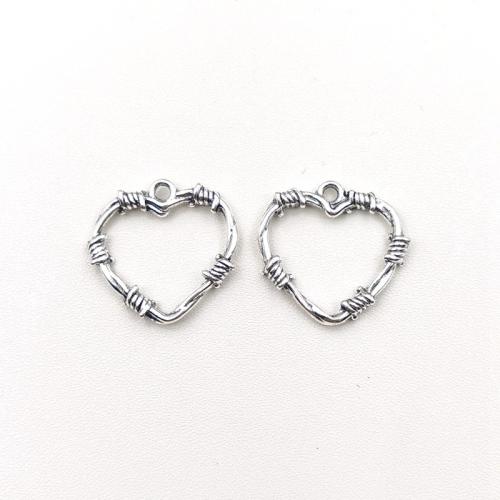 Tibetan Style Heart Pendants, antique silver color plated, DIY & hollow, 24x24mm, Sold By PC